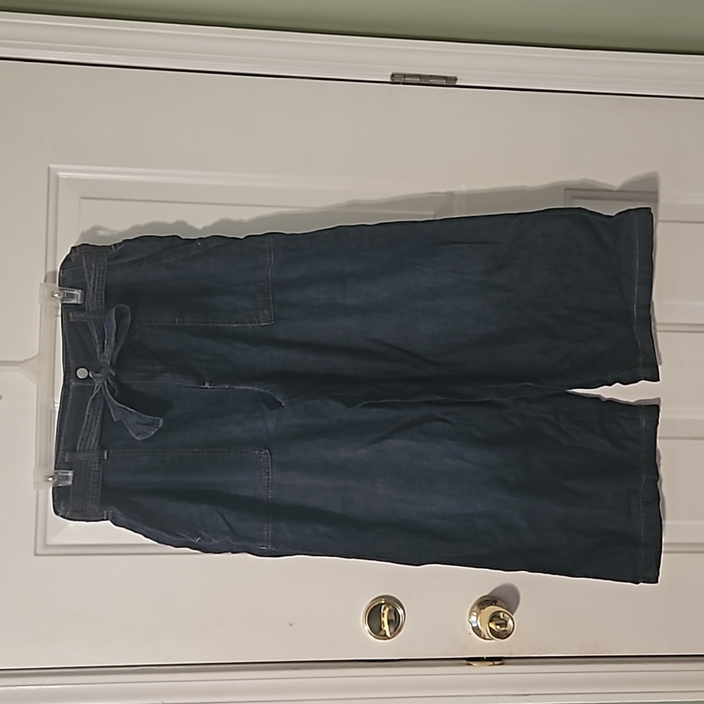 Seven7 Wide Leg Belted w/ Pockets Denim Pant Jeans 26" Inseam Size 14 NWT SUMMER